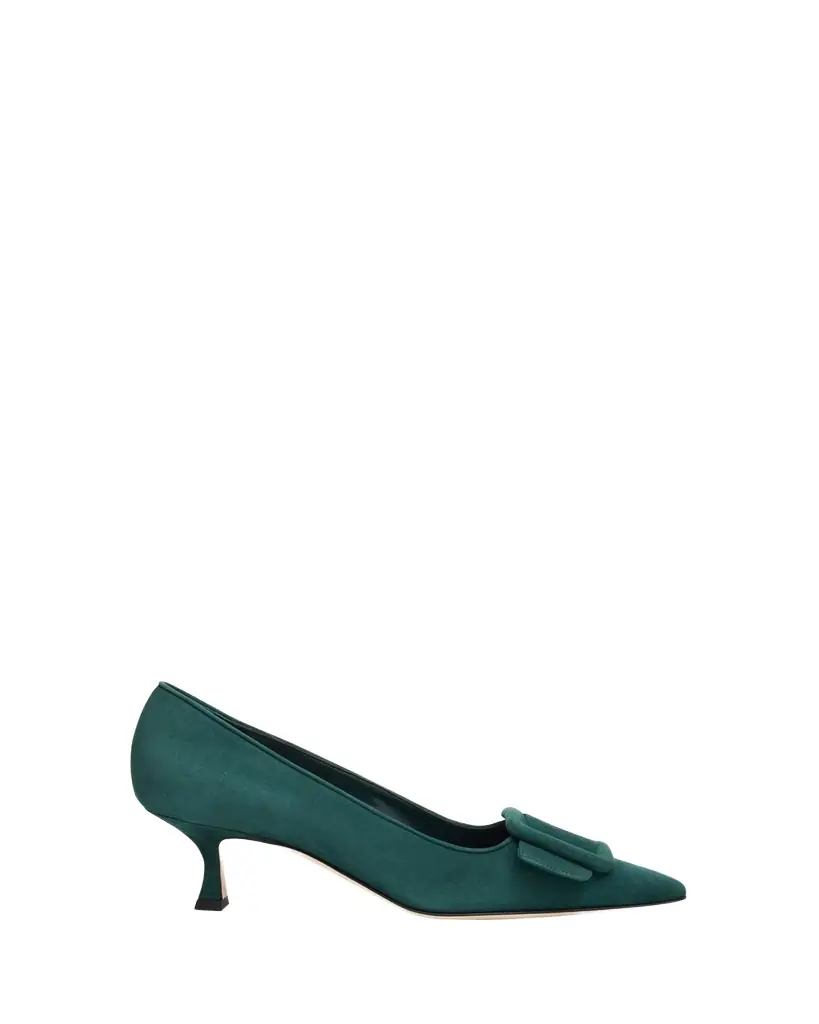 Manolo Blahnik 50mm Maysale Suede Buckle Pumps | Image 1 Manolo Blahnik 50mm Maysale Suede Buckle Pumps | Image 1