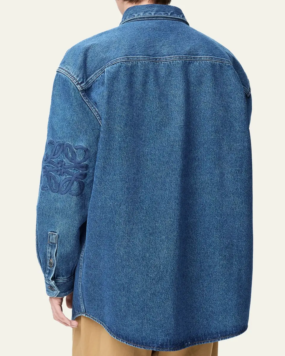 Loewe Men's Anagram-Sleeve Denim Overshirt | Thumbnail 3 Loewe Men's Anagram-Sleeve Denim Overshirt | Thumbnail 3