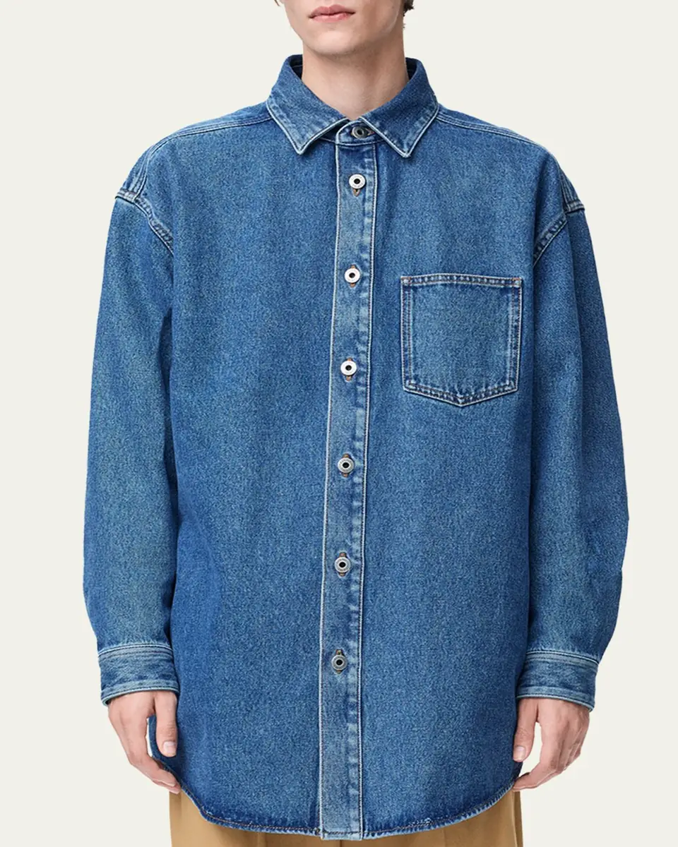 Loewe Men's Anagram-Sleeve Denim Overshirt | Thumbnail 4 Loewe Men's Anagram-Sleeve Denim Overshirt | Thumbnail 4