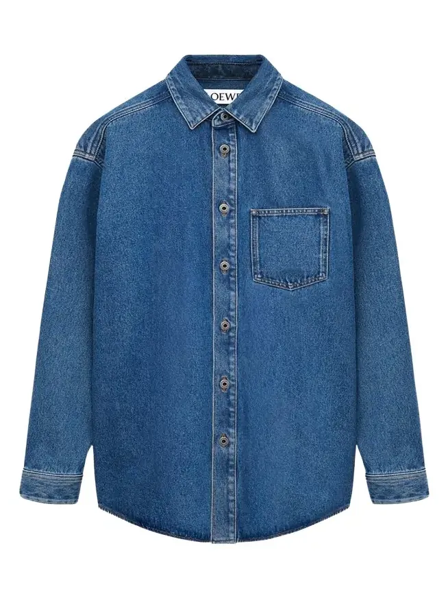 Men's Anagram-Sleeve Denim Overshirt