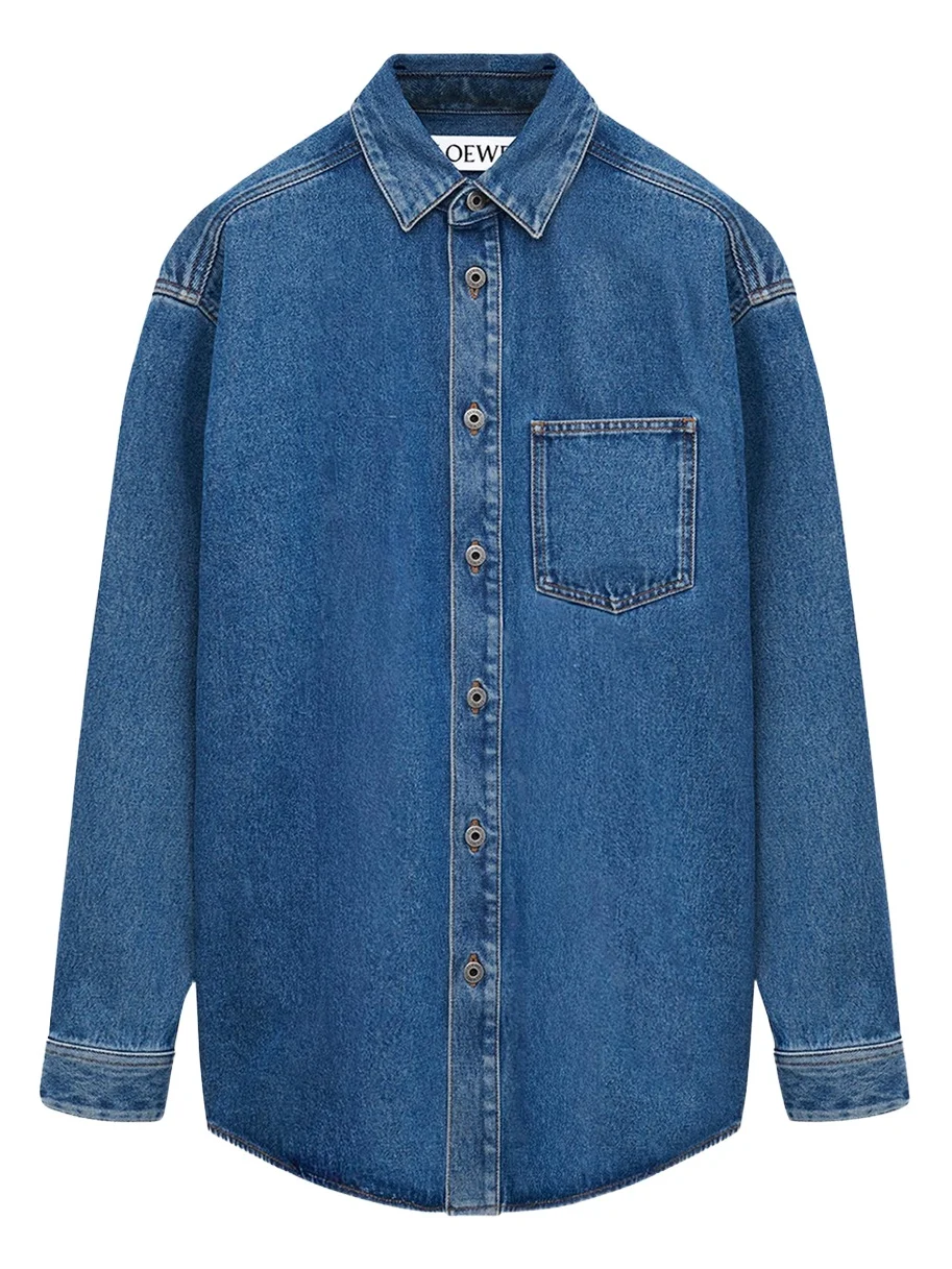 Loewe Men's Anagram-Sleeve Denim Overshirt