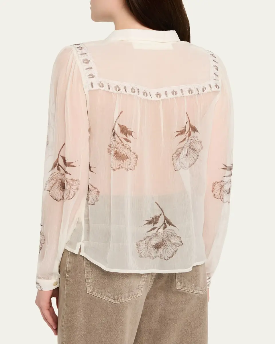 ALIX OF BOHEMIA Pascal Obsidian Poppy Sheer Blouse | Thumbnail 3 ALIX OF BOHEMIA Pascal Obsidian Poppy Sheer Blouse | Thumbnail 3