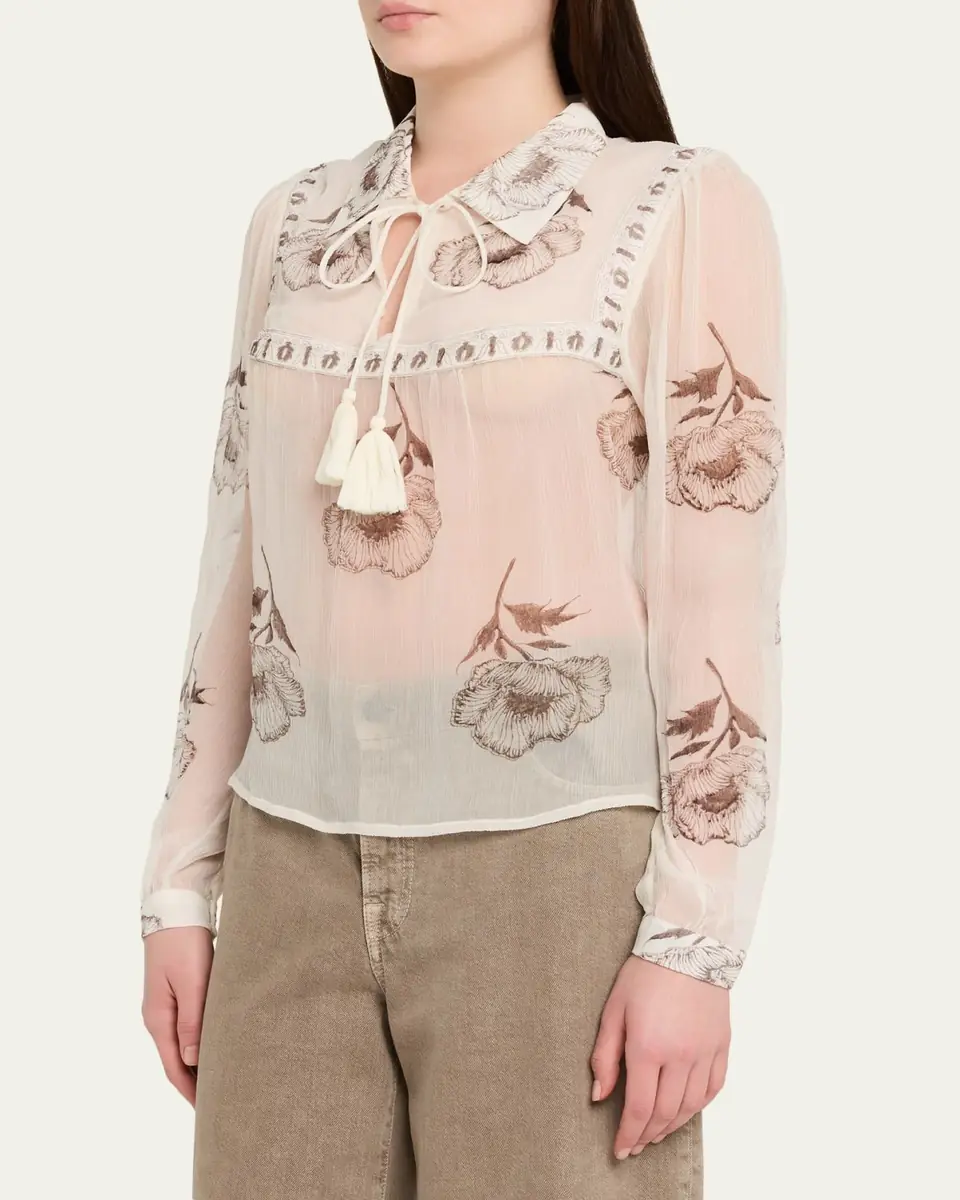ALIX OF BOHEMIA Pascal Obsidian Poppy Sheer Blouse | Thumbnail 4 ALIX OF BOHEMIA Pascal Obsidian Poppy Sheer Blouse | Thumbnail 4