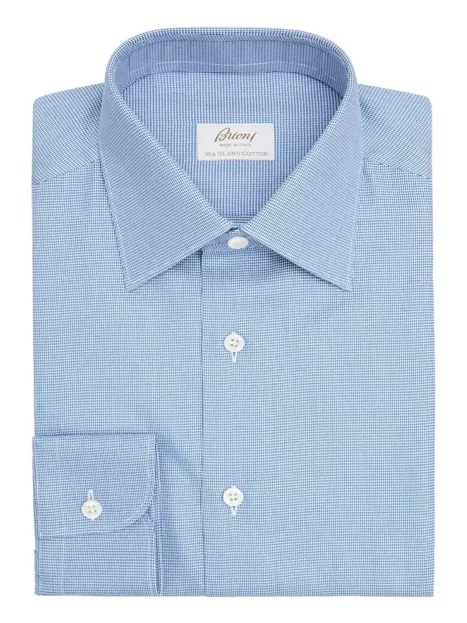 Men's Sea Island Cotton Micro-Houndstooth Dress Shirt Men's Sea Island Cotton Micro-Houndstooth Dress Shirt