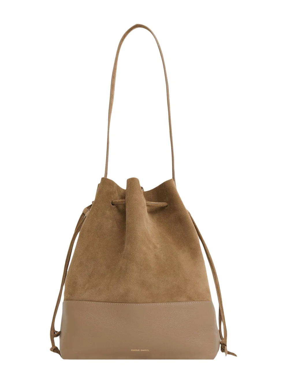 Cabas Suede & Leather Bucket Shoulder Bag