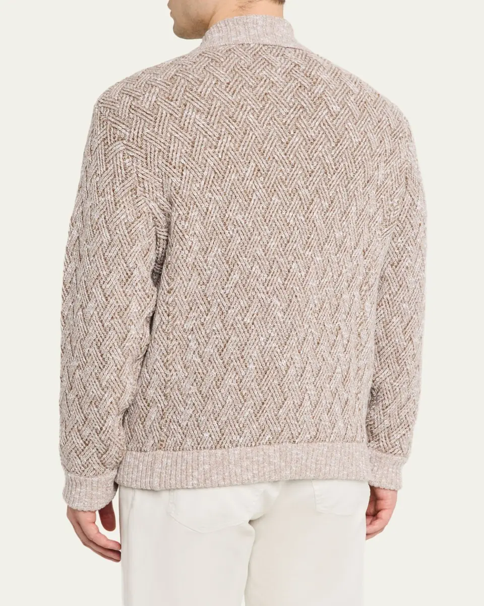 Baldassari Men's Wool-Blend Basketweave Stitch Cardigan | Thumbnail 3