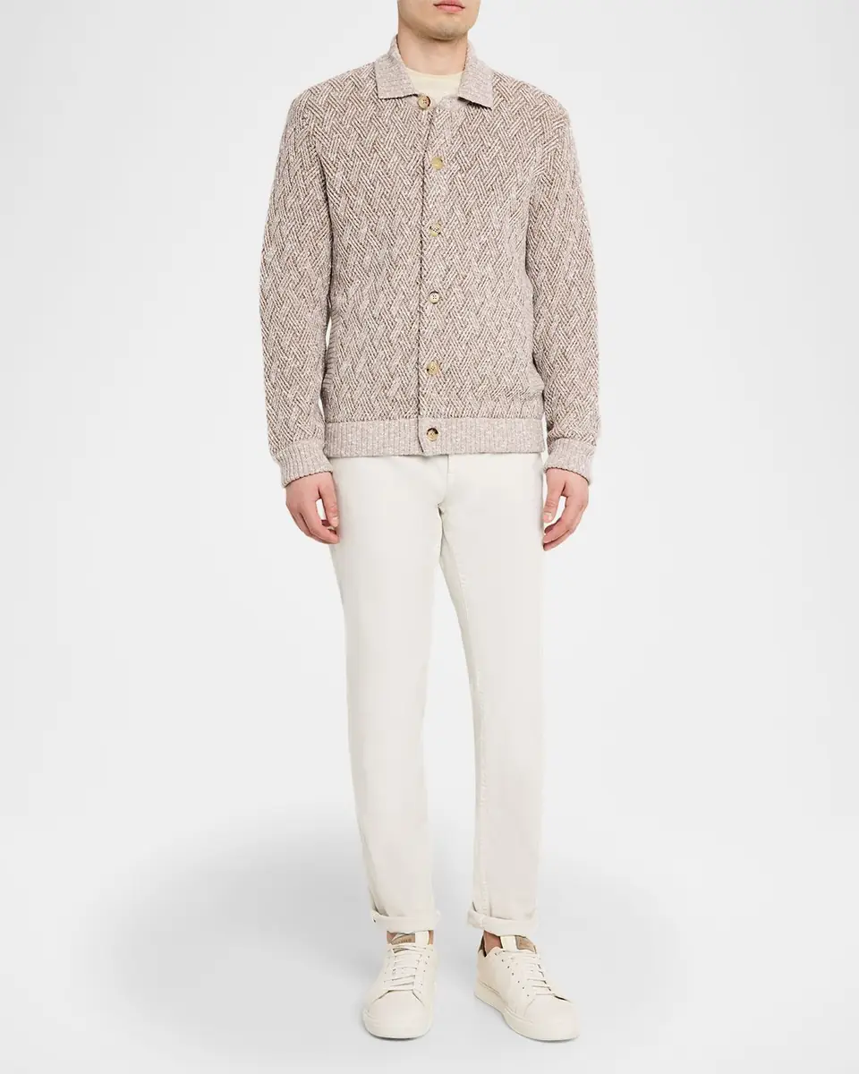 Baldassari Men's Wool-Blend Basketweave Stitch Cardigan | Thumbnail 6