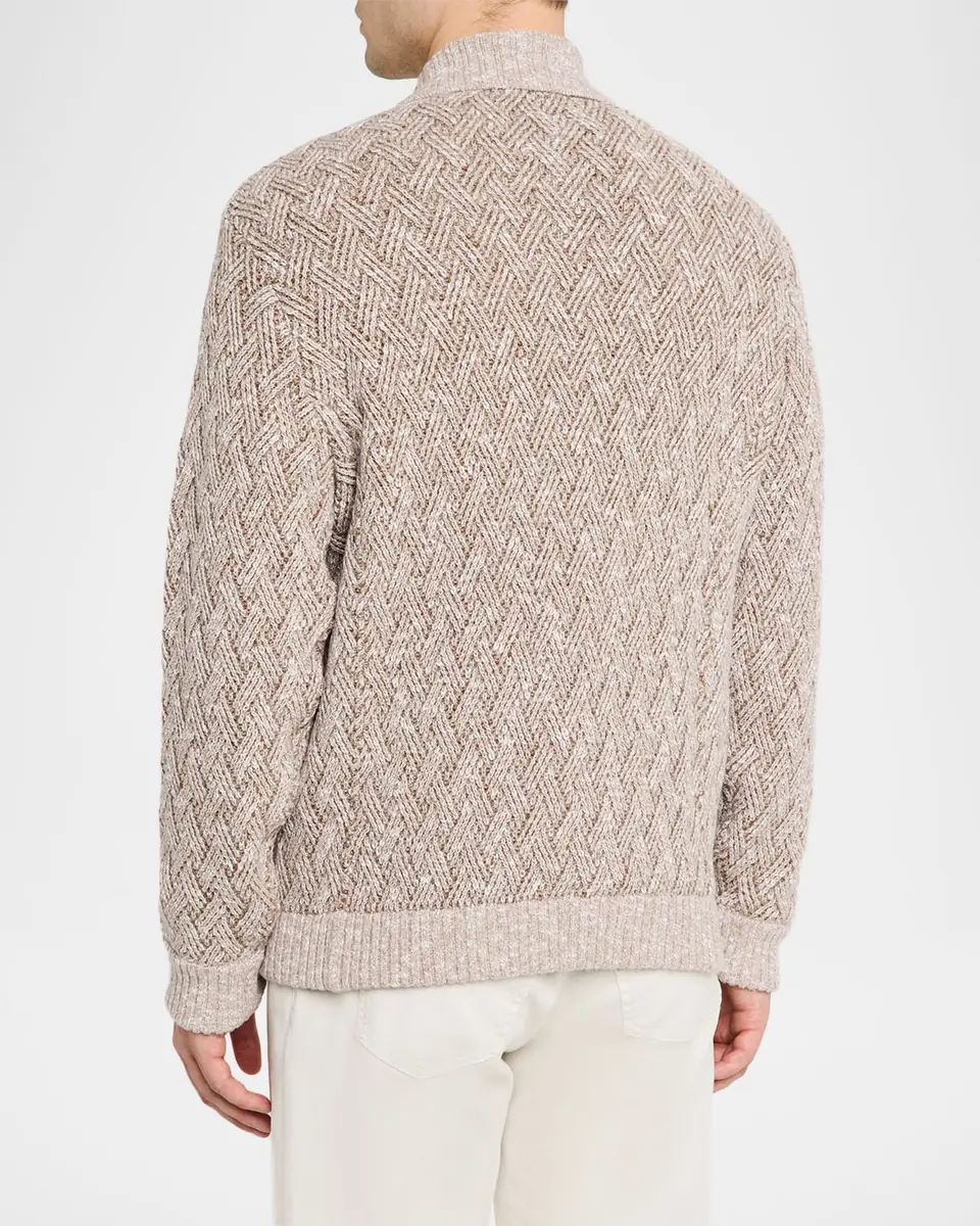 Baldassari Men's Wool-Blend Basketweave Stitch Cardigan | Thumbnail 7