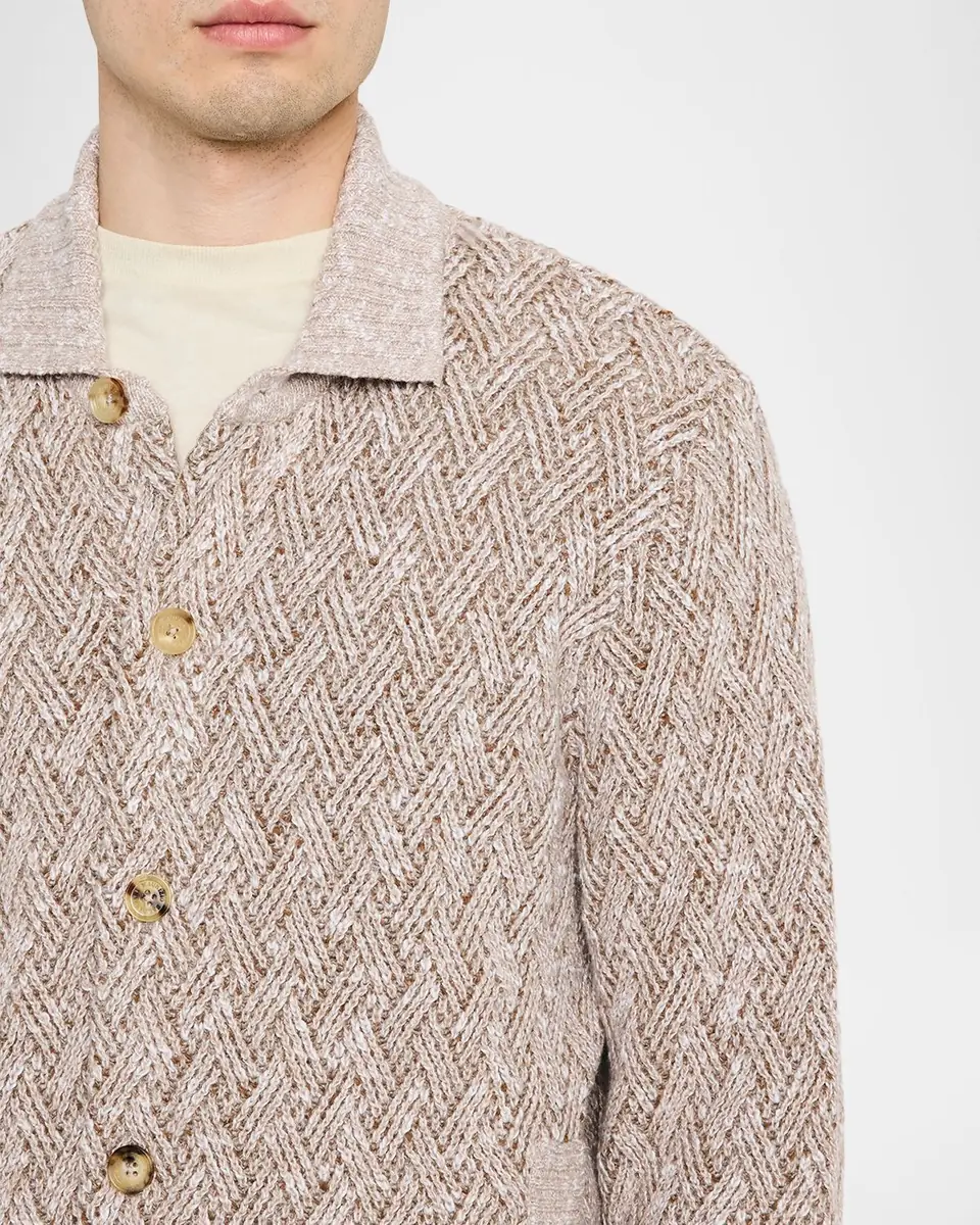 Baldassari Men's Wool-Blend Basketweave Stitch Cardigan | Thumbnail 9