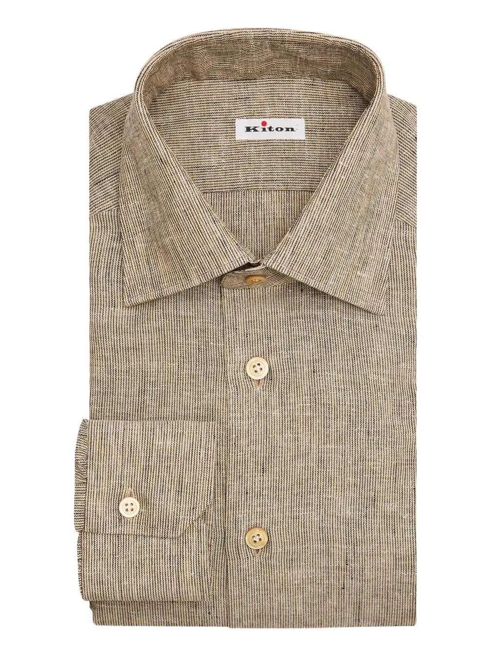 Kiton Men's Linen Blend Micro-Stripe Dress Shirt