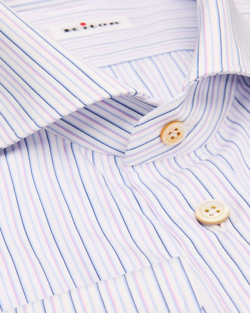 Kiton Men's Spread Collar Multi-Stripe Cotton Dress Shirt | Thumbnail 2 Kiton Men's Spread Collar Multi-Stripe Cotton Dress Shirt | Thumbnail 2