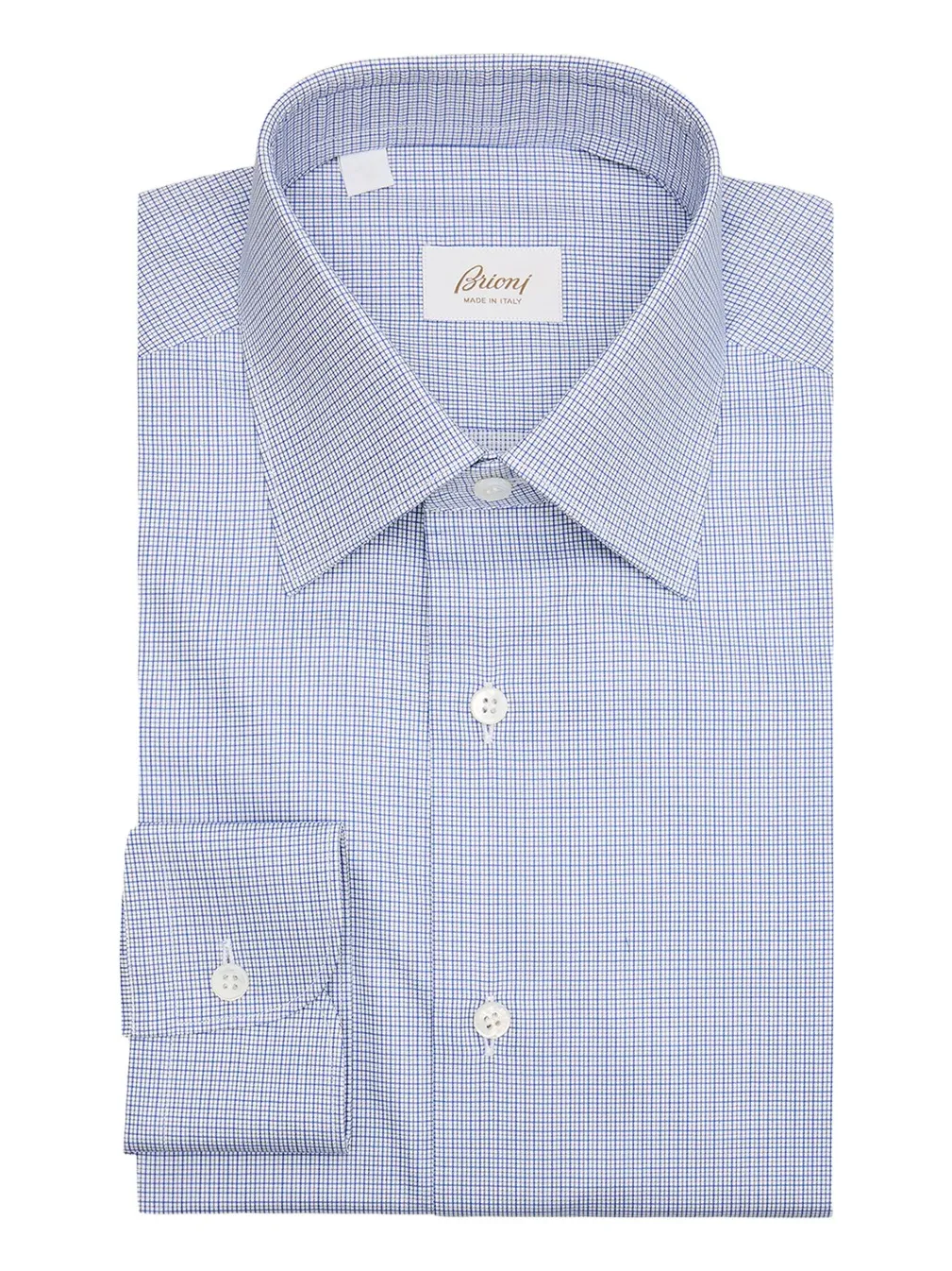 Men's Cotton Micro-Check Point Collar Dress Shirt