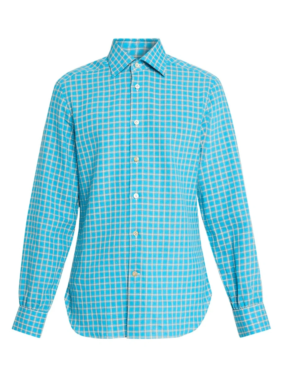 Men's Linen-Blend Plaid Button-Down Shirt