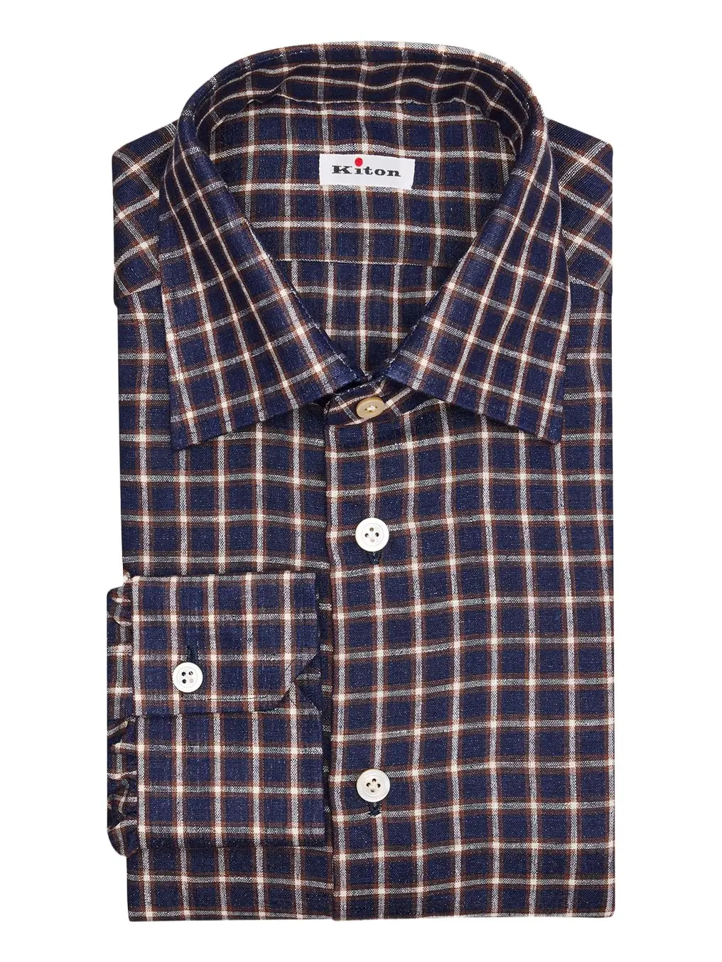 Men's Linen-Blend Windowpane Plaid Dress Shirt