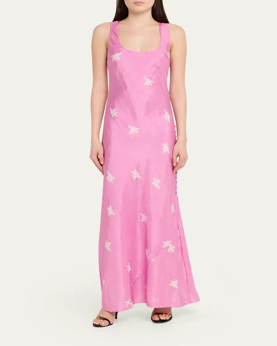 Alix of Bohemia Adele Silk Jasmine-Print Maxi Slip Dress | Thumbnail 2 Alix of Bohemia Adele Silk Jasmine-Print Maxi Slip Dress | Thumbnail 2