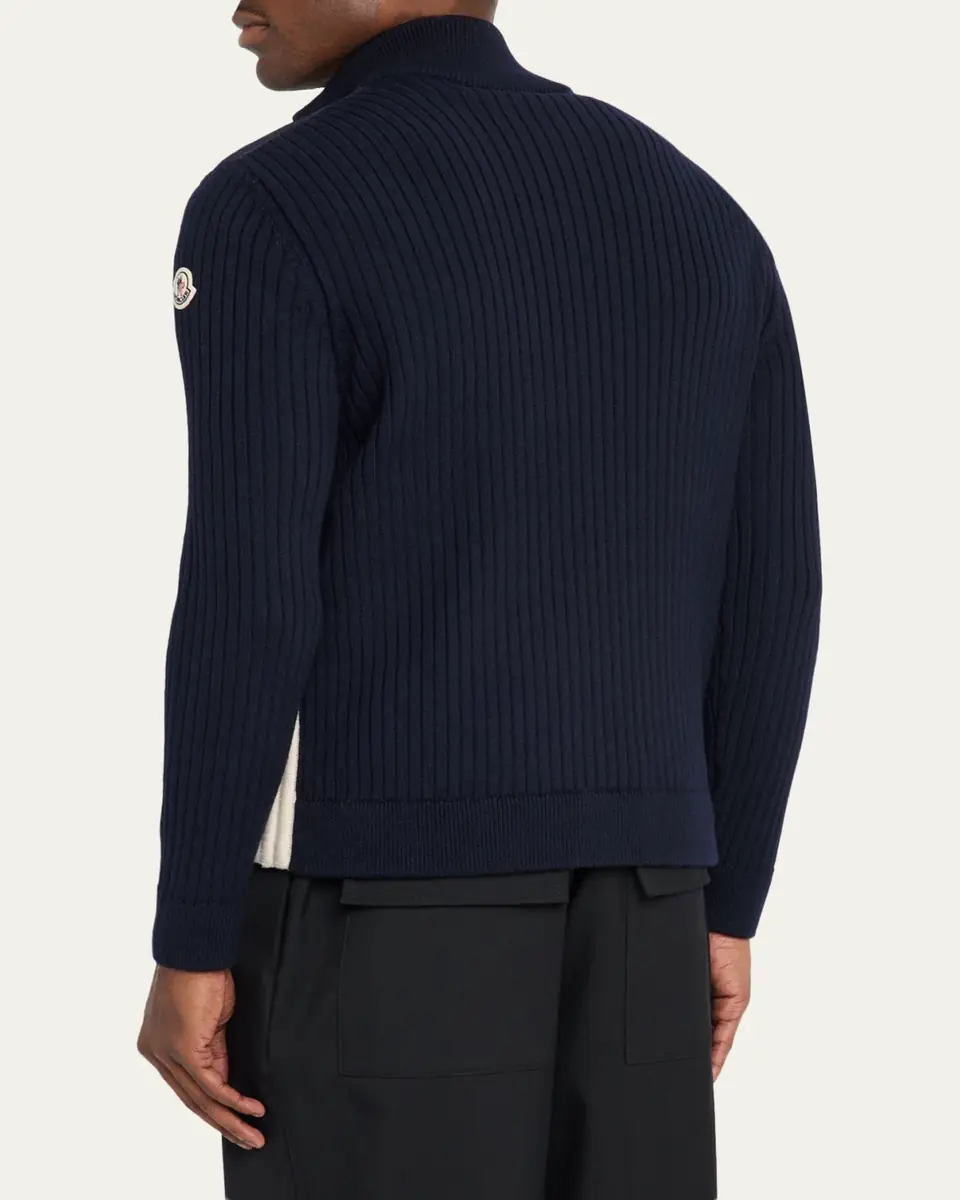 Moncler Men's Padded Wool Full-Zip Cardigan | Thumbnail 3 Moncler Men's Padded Wool Full-Zip Cardigan | Thumbnail 3