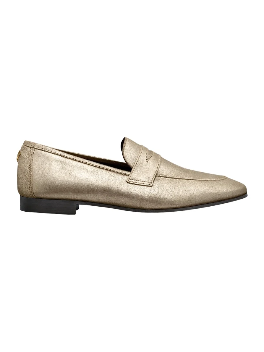 Metallic Leather Penny Loafers