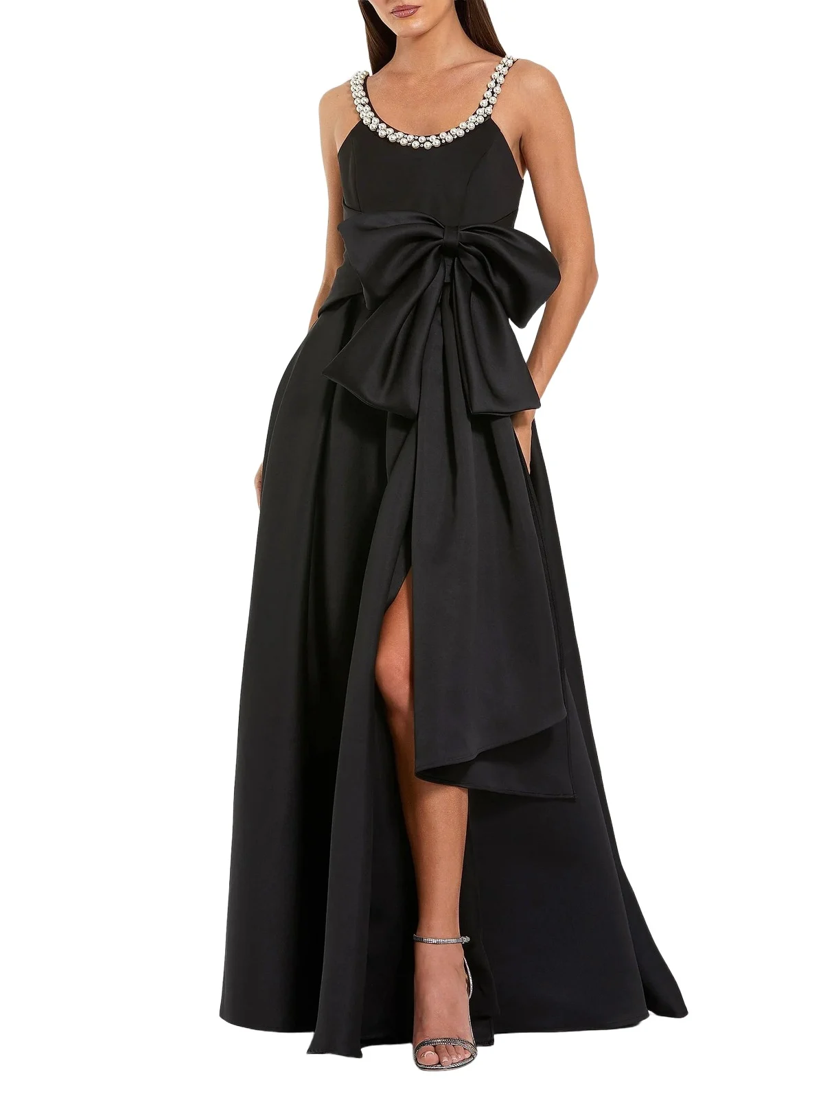 Women's Petite Ieena 1 Bow-Detailed Satin A-Line Gown