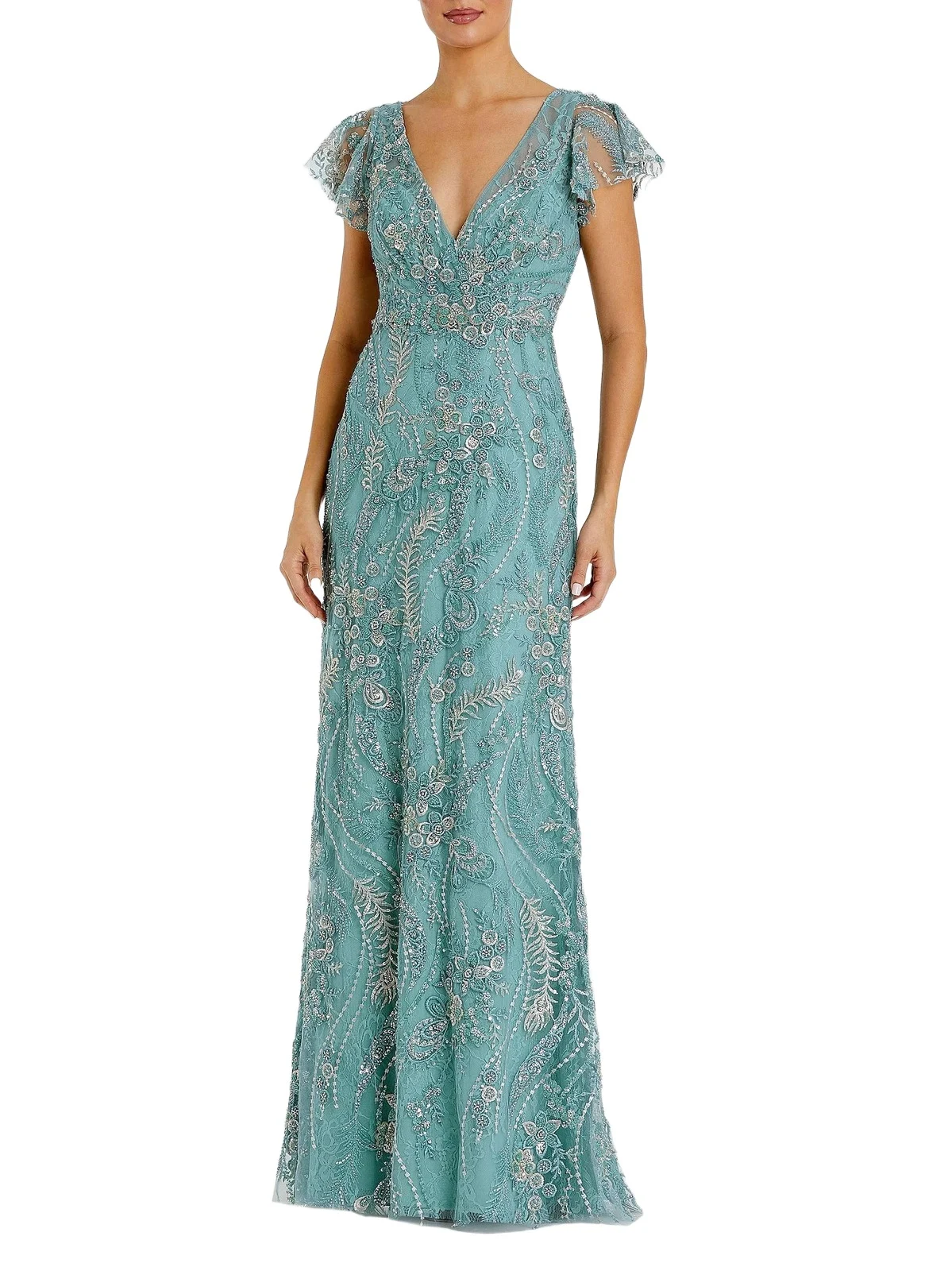 Women's Petite Evening Floral Embroidered A-Line Gown Women's Petite Evening Floral Embroidered A-Line Gown