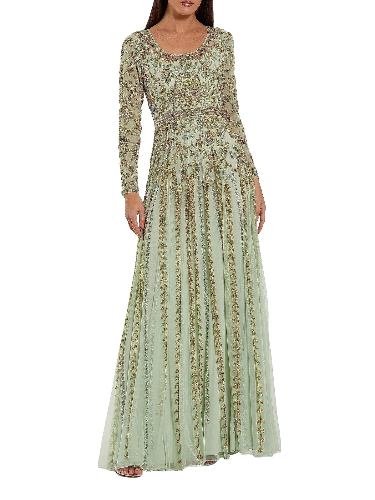 Women's Evening Beaded Mesh Gown