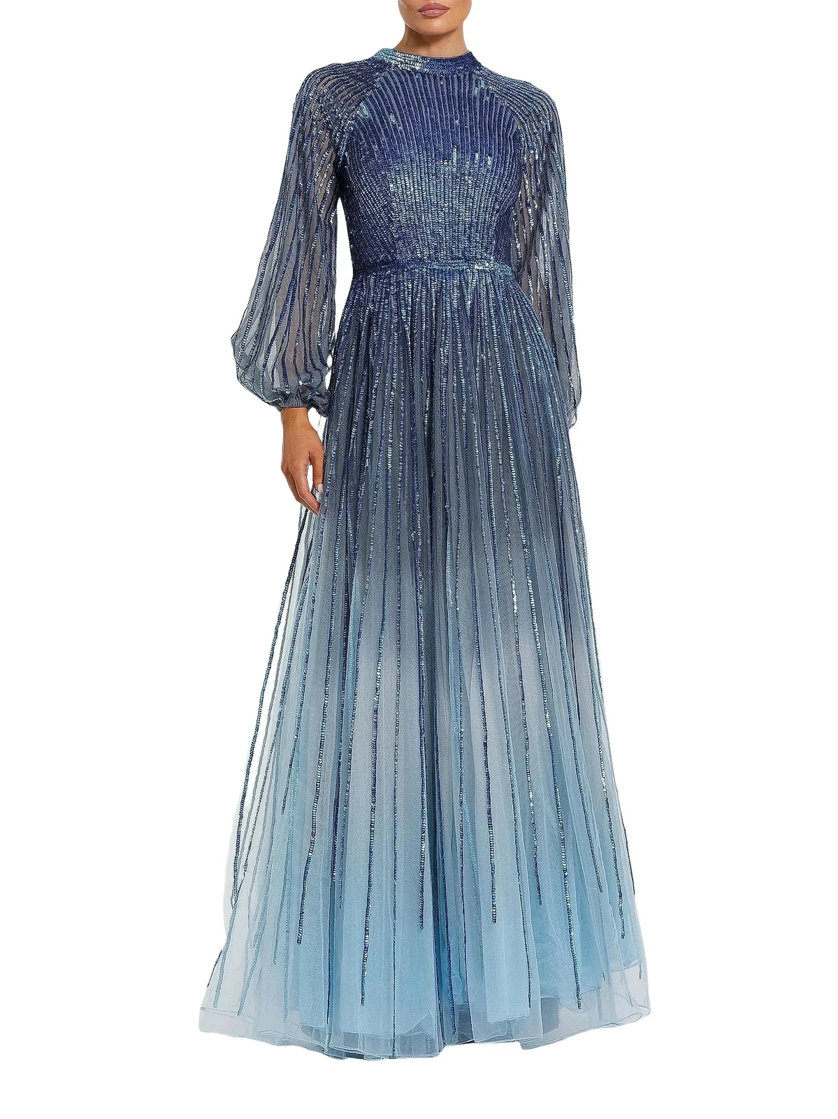 Women's Evening Ombré Mesh A-Line Gown
