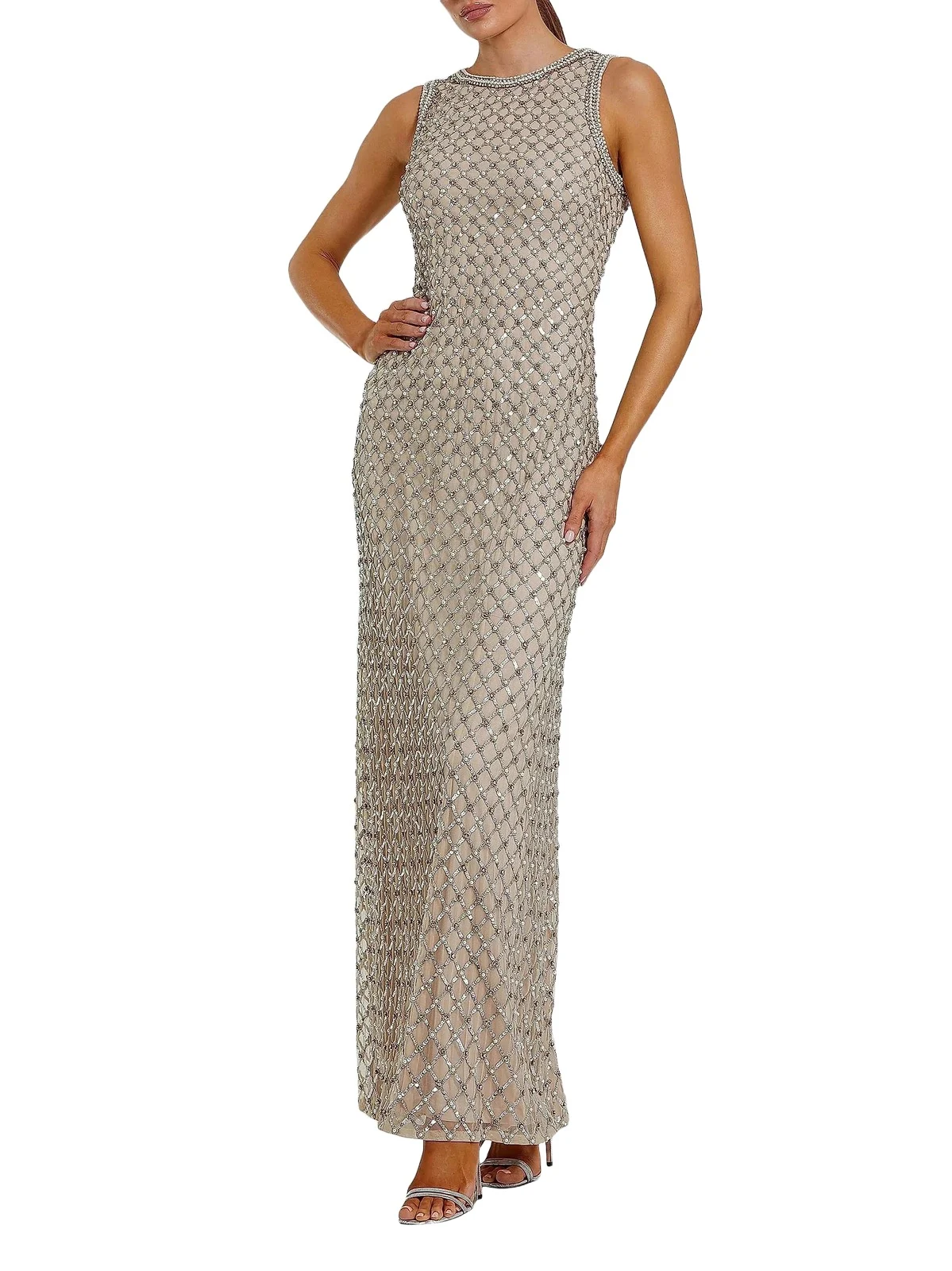 Women's Evening Sequined Mesh Column Gown Women's Evening Sequined Mesh Column Gown