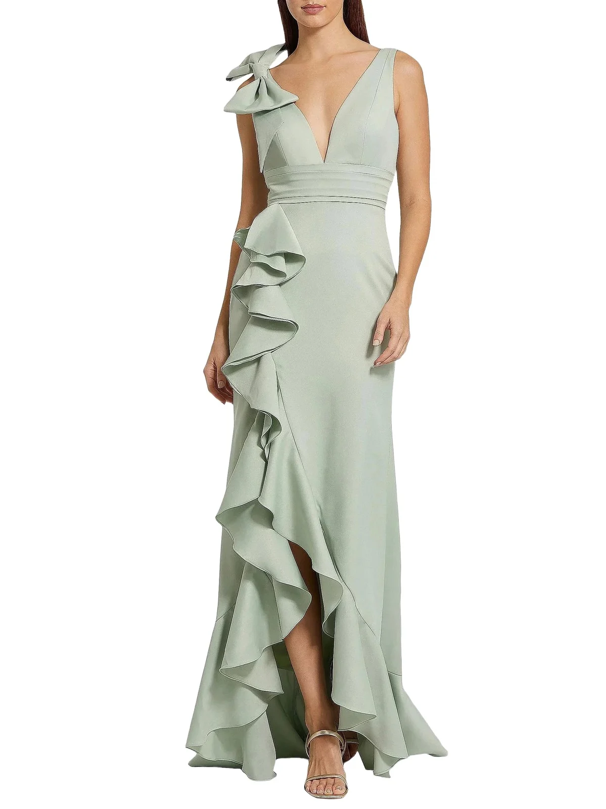 Women's Ieena Crepe V-Neck Ruffle Gown