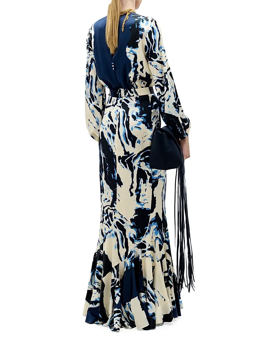 Silvia Tcherassi Women's Remy Plunging Stretch-Silk Maxi Dress | Thumbnail 3 Silvia Tcherassi Women's Remy Plunging Stretch-Silk Maxi Dress | Thumbnail 3