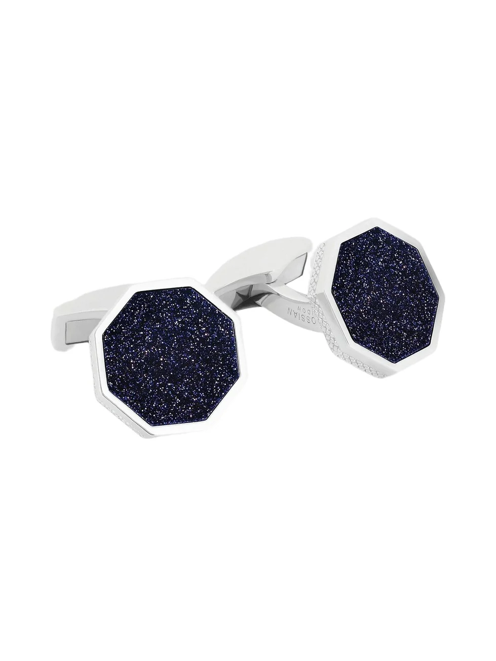 Men's Rhodium-Plated Sterling Silver & Blue Goldstone Octagon Cufflinks