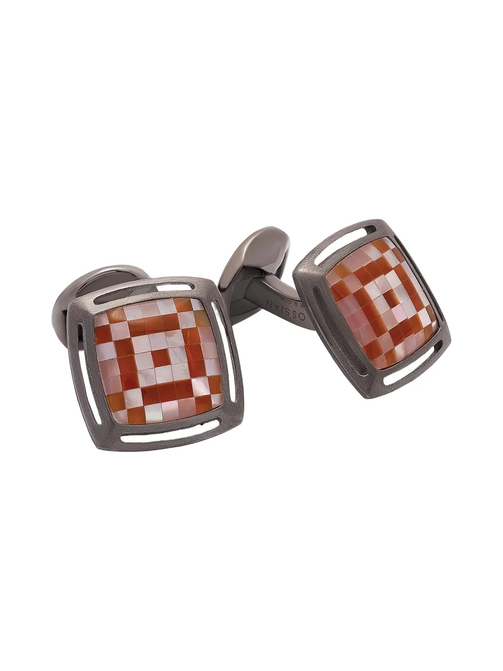 Men's Mother-of-Pearl, Agate & Sterling Silver Art Deco Mosaic Cufflinks Men's Mother-of-Pearl, Agate & Sterling Silver Art Deco Mosaic Cufflinks
