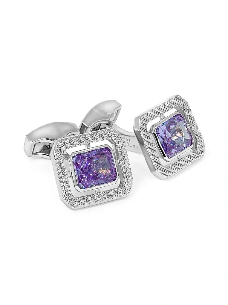 Tateossian Men's Silvertone & Cubic Zirconia Octagon Cufflinks
