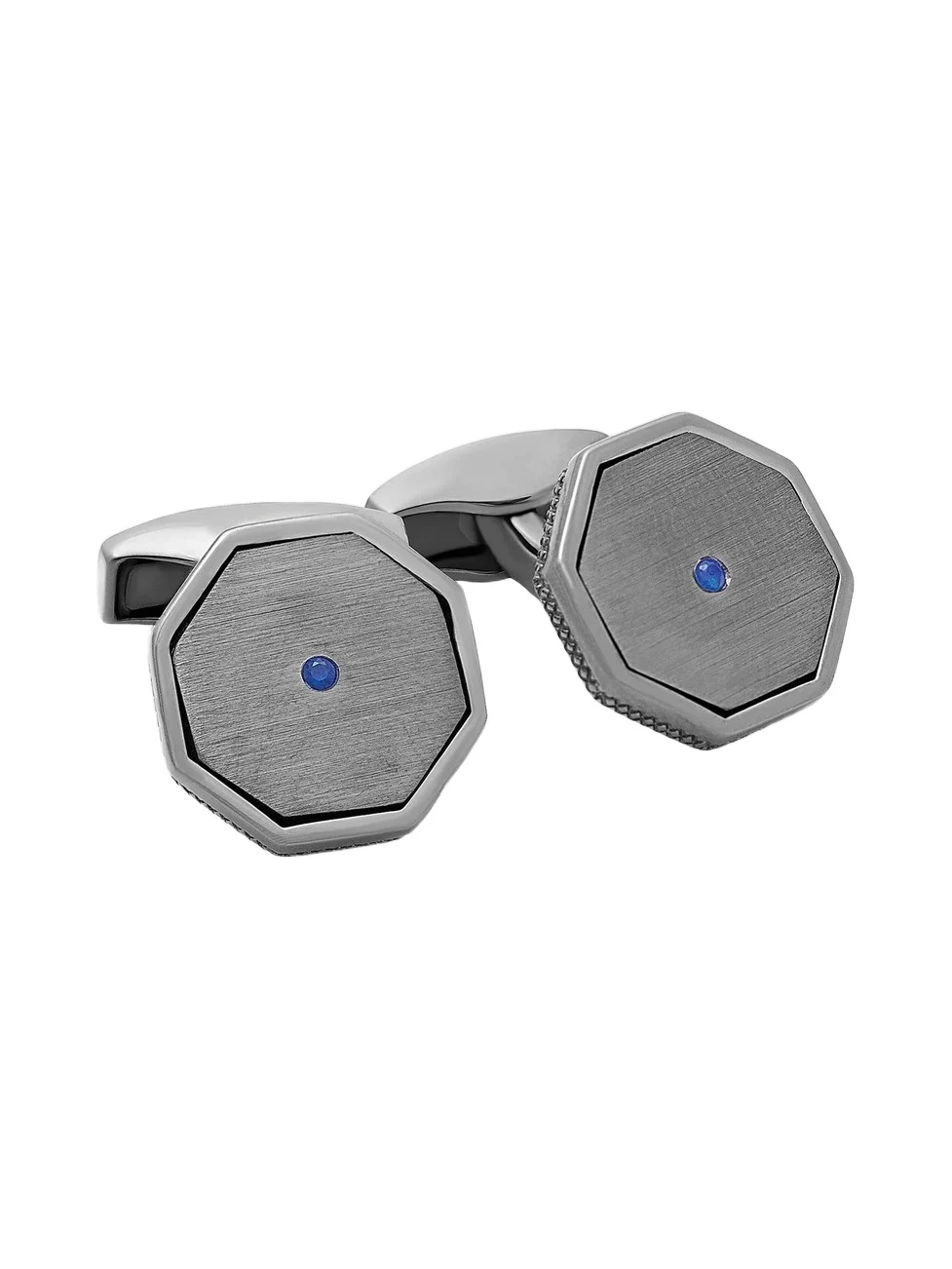 Men's Black Rhodium-Plated Sterling Silver & Sapphire Octagon Cufflinks