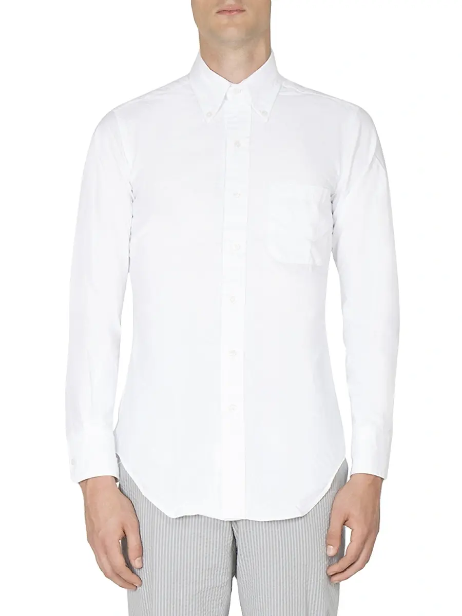 Thom Browne Solid Button-Down Shirt - Light Blue | Thumbnail 3