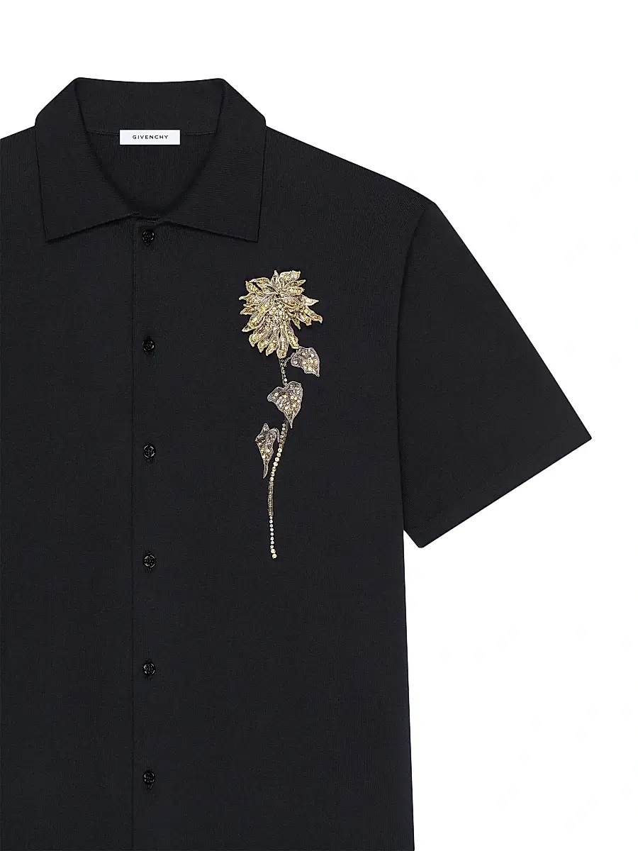 Givenchy Men's Embellished Shirt in Cotton Knit - Black | Thumbnail 3 Givenchy Men's Embellished Shirt in Cotton Knit - Black | Thumbnail 3