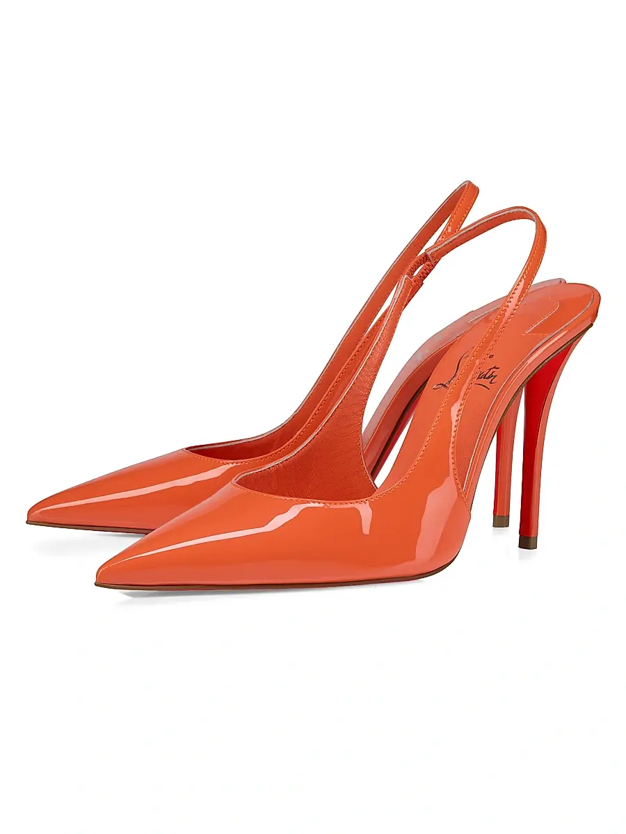 Christian Louboutin Women's Miss Z Patent Leather 100MM Sling Back Pumps - Caruzo | Thumbnail 2