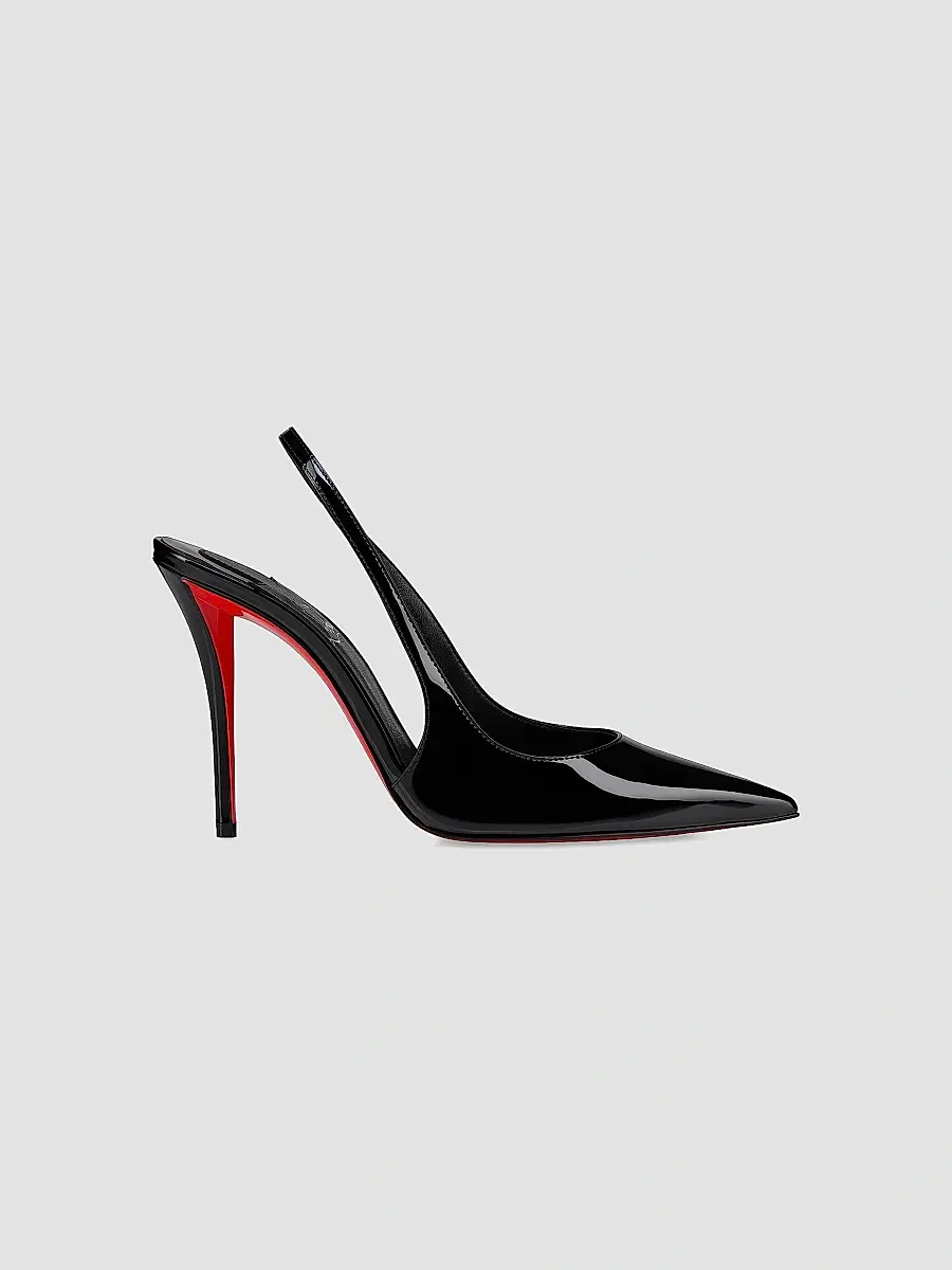 Christian Louboutin Women's Miss Z Patent Leather 100MM Sling Back Pumps - Caruzo | Thumbnail 5