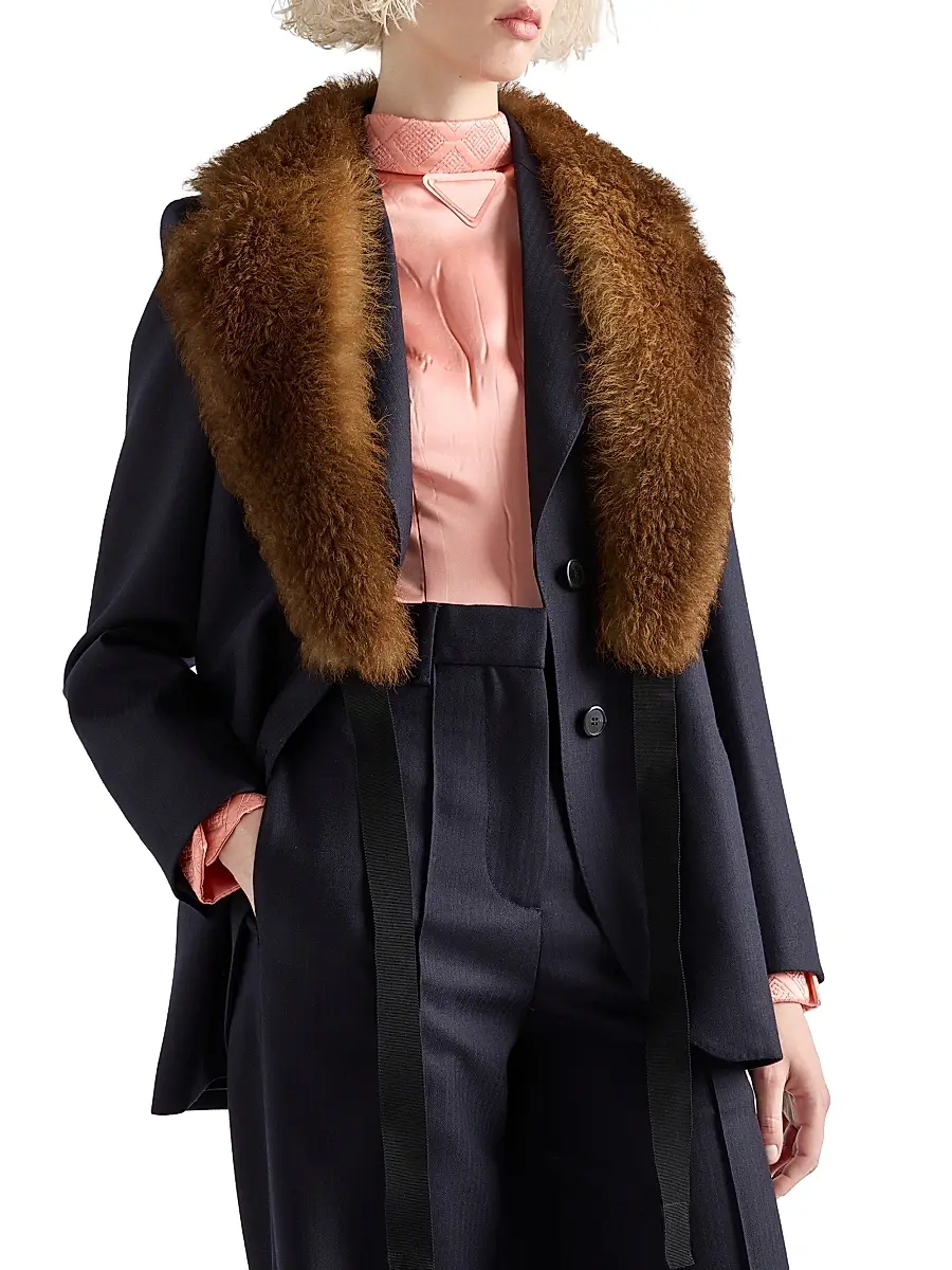 Prada Women's Shearling Collar - Brown | Thumbnail 2