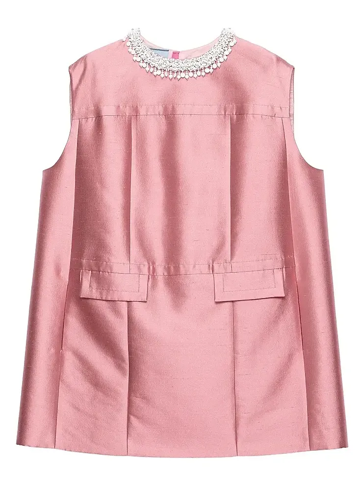 Women's Embroidered Double Shantung Dress Women's Embroidered Double Shantung Dress