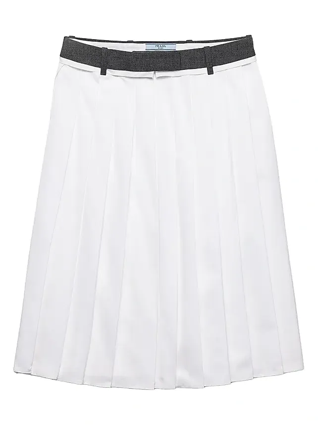 Women's Pleated Poplin and Rush Stitch Skirt Women's Pleated Poplin and Rush Stitch Skirt