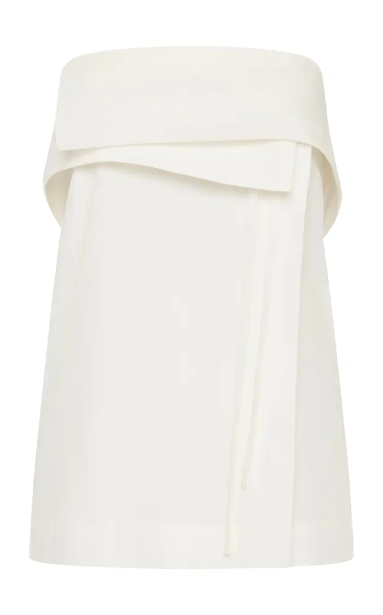 Strapless Cotton-Blend Wrap Top