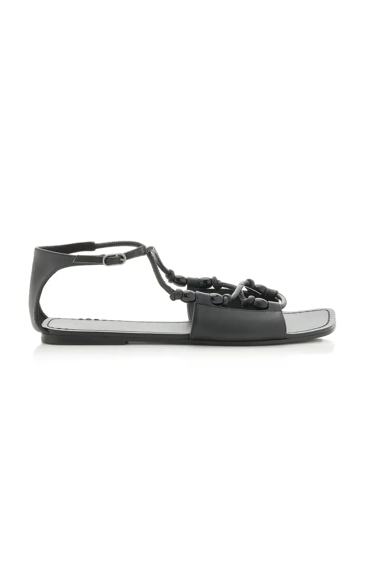 St. Agni Beaded Leather T-Strap Sandals | Thumbnail 3