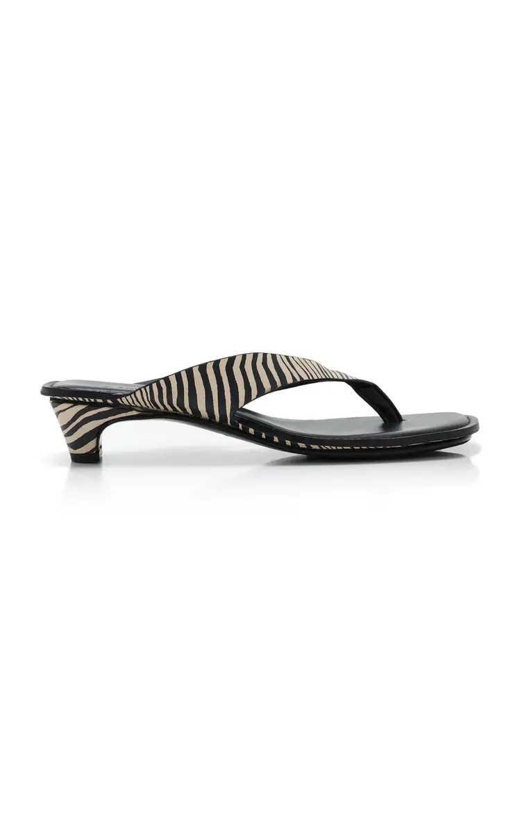 St. Agni Opanka Zebra-Print Leather Thong Sandals | Thumbnail 4