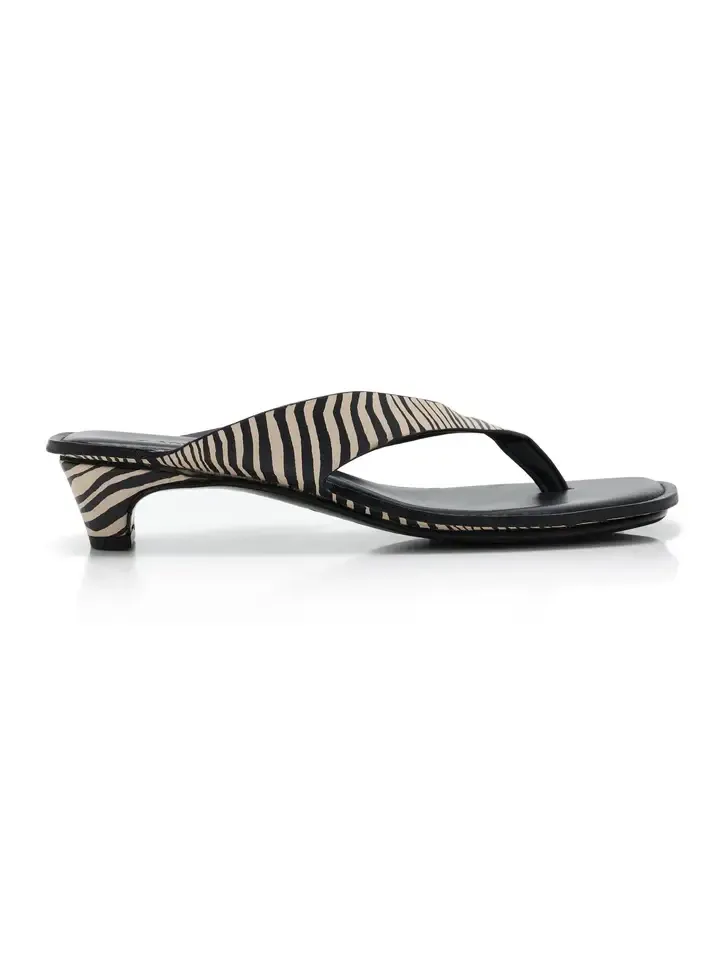 St. Agni Opanka Zebra-Print Leather Thong Sandals
