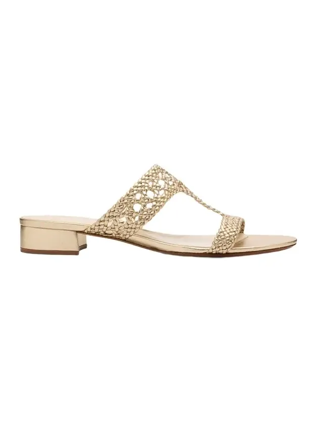 Braided Metallic Leather Block-Heel Sandals Braided Metallic Leather Block-Heel Sandals