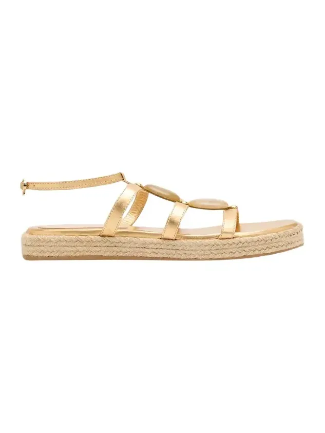 Stone Metallic Leather Espadrille Gladiator Sandals Stone Metallic Leather Espadrille Gladiator Sandals