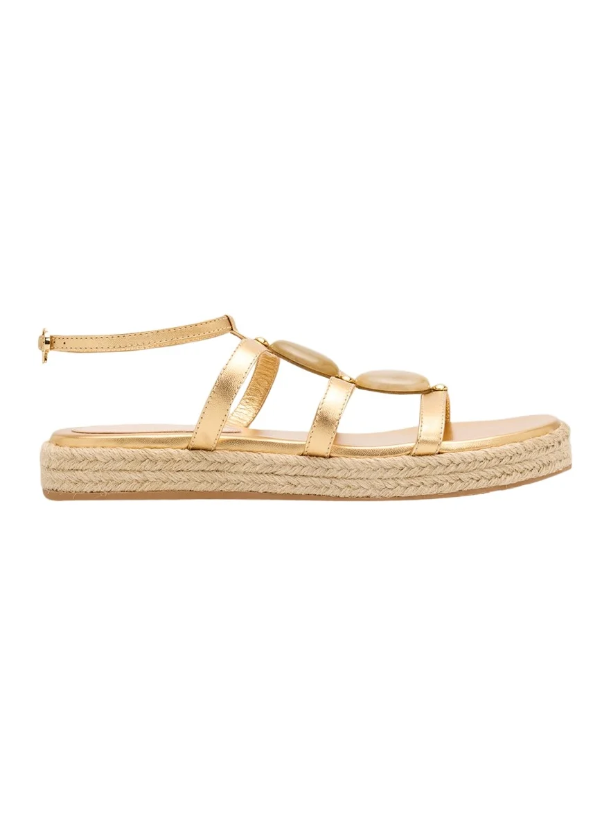 Stone Metallic Leather Espadrille Gladiator Sandals Stone Metallic Leather Espadrille Gladiator Sandals