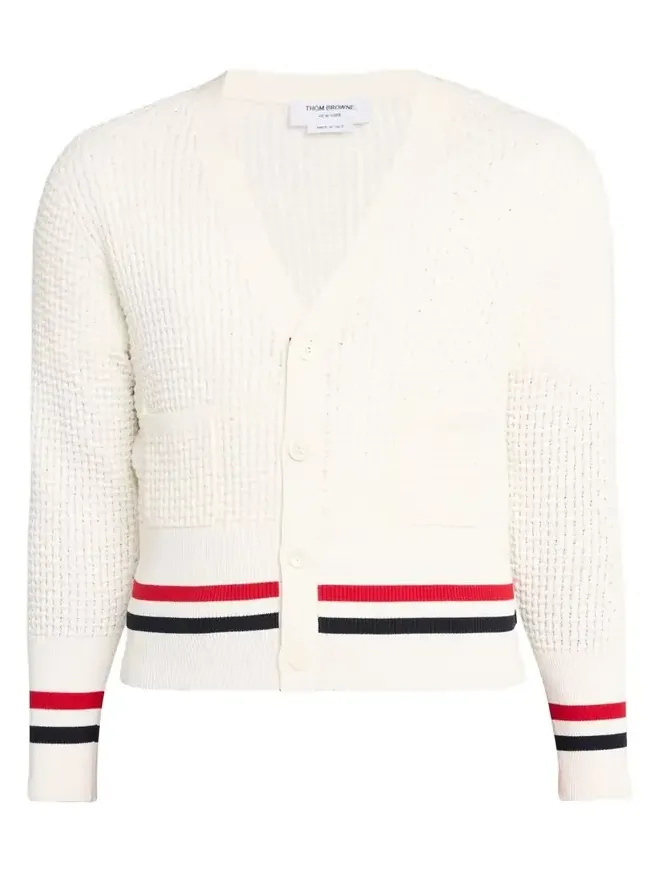 Thom Browne Men's Stitch Cotton RWB Half Cardigan