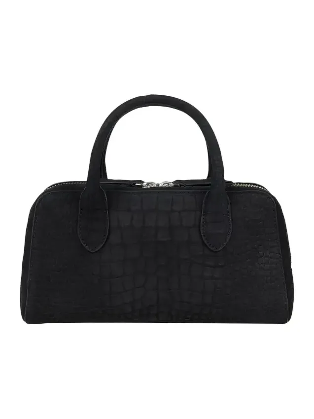 The Ivy 22 Croc-Embossed Nubuck Leather Top-Handle Bag
