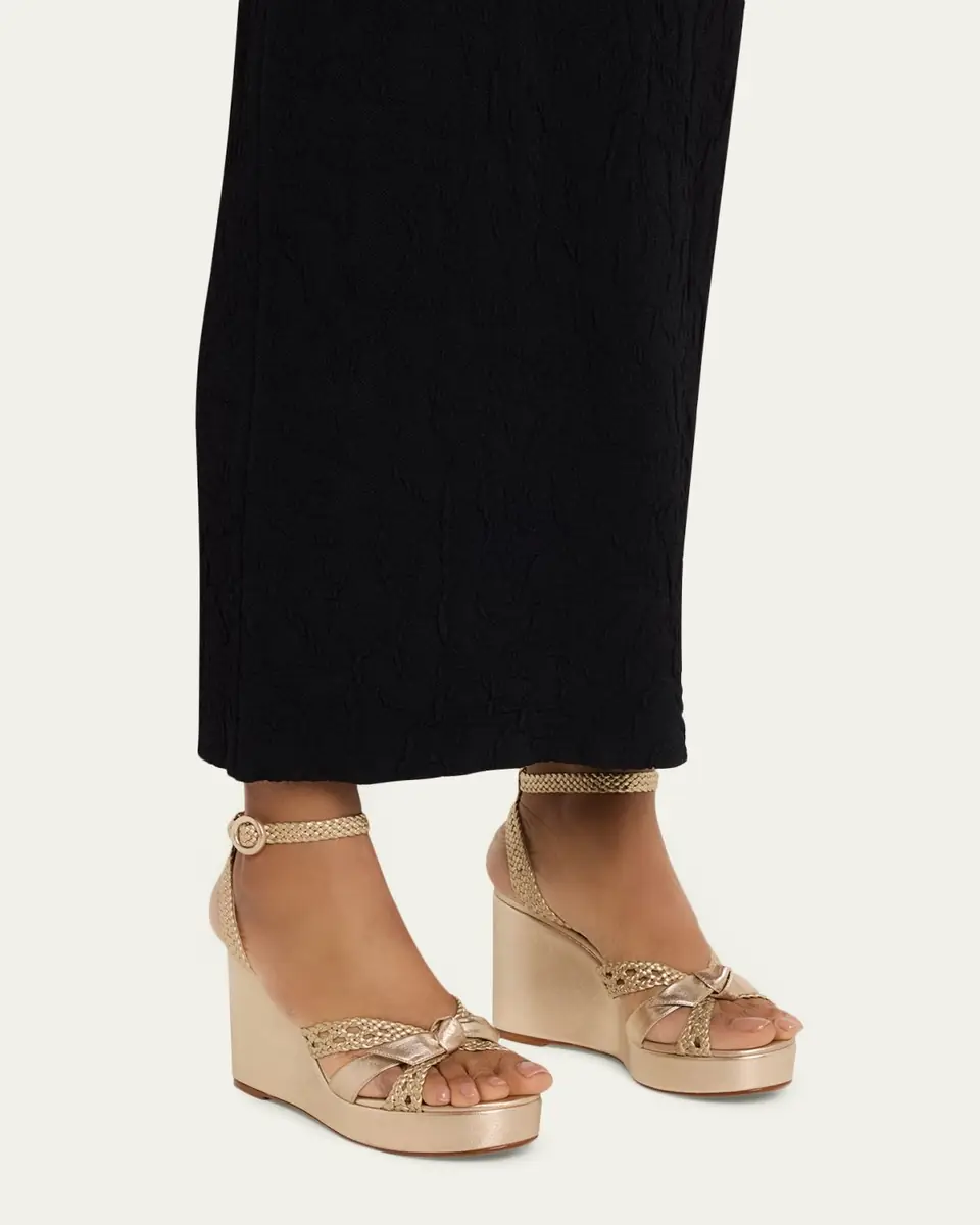 Alexandre Birman 100mm Suelita Metallic Leather Woven Platform Sandals | Thumbnail 2 Alexandre Birman 100mm Suelita Metallic Leather Woven Platform Sandals | Thumbnail 2