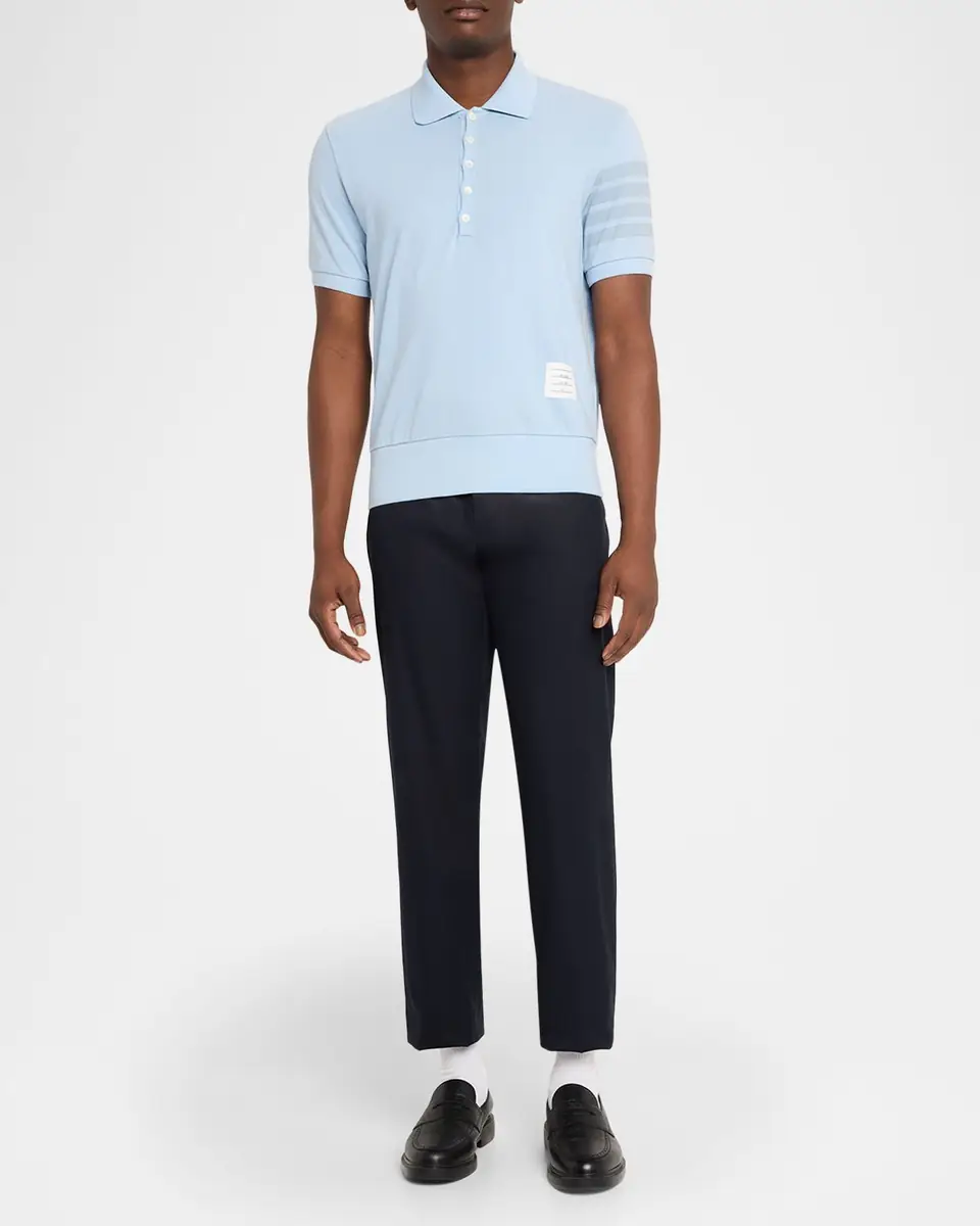 Thom Browne Men's Garment Dyed Jersey 4-Bar Polo Shirt | Thumbnail 6 Thom Browne Men's Garment Dyed Jersey 4-Bar Polo Shirt | Thumbnail 6